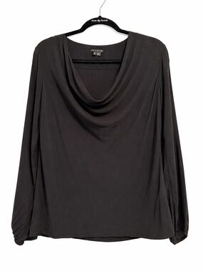 Theory Black Cowl Neck Blouse Size S P Long Sleeve Elegant